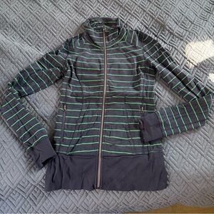 lululemon athletica Black Bomber Jacket with Green Stripes
